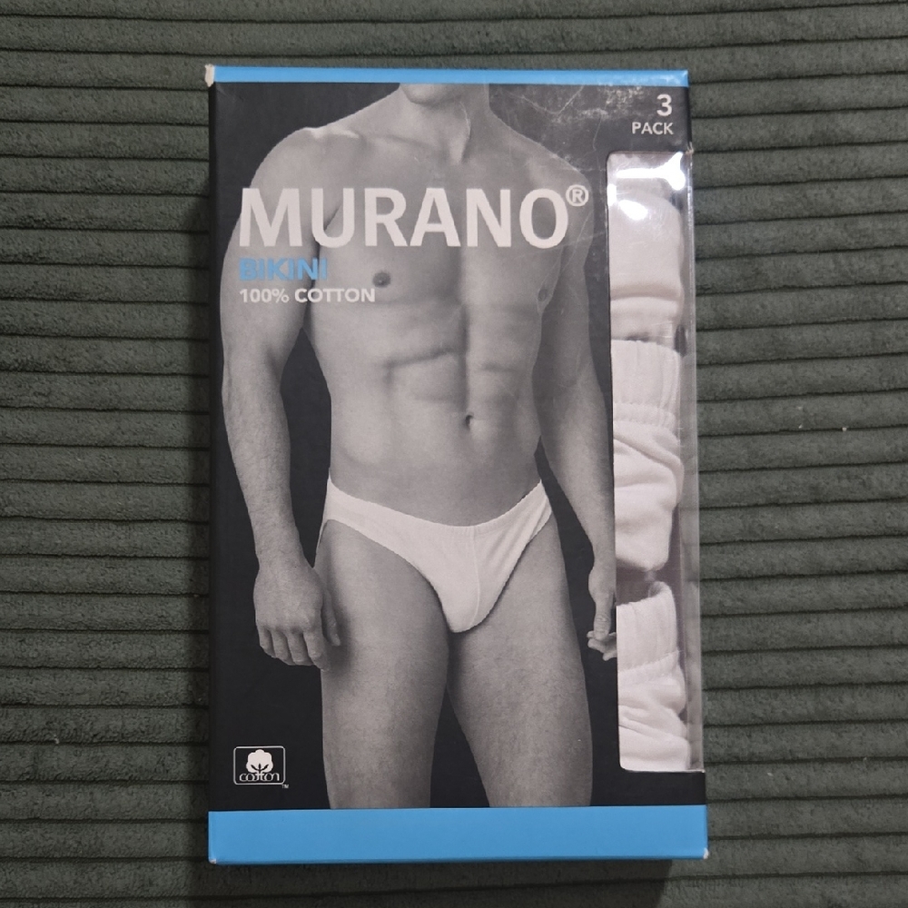 Murano Men's White Bikini Briefs 3-Pack White